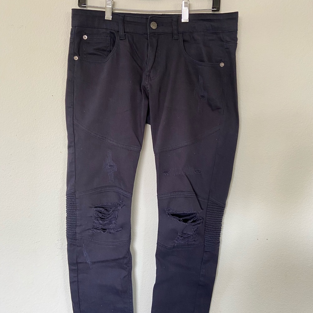 Young & Reckless Navy Blue Distressed Pants